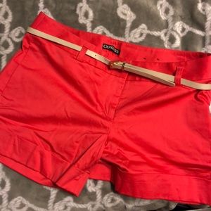 Express coral shorts with belt